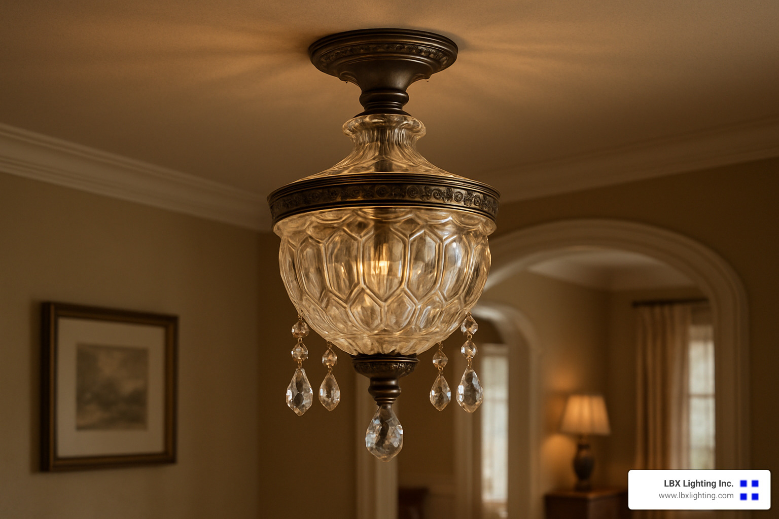 Hand-blown glass crystal ceiling lamp with vintage design - crystal ceiling lamp