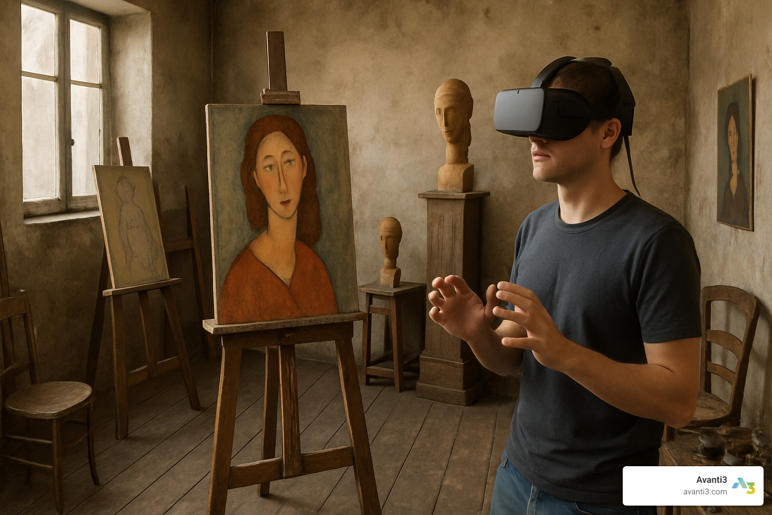Modigliani VR room recreation showing artist studio - virtual reality museum