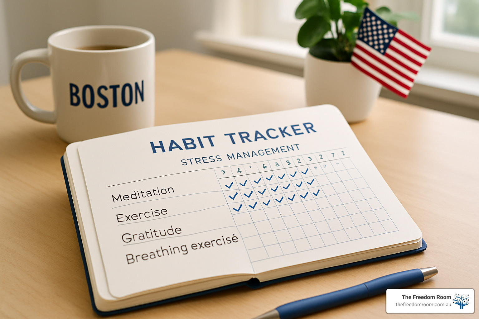 habit tracker showing daily stress management practices - stress and addiction recovery