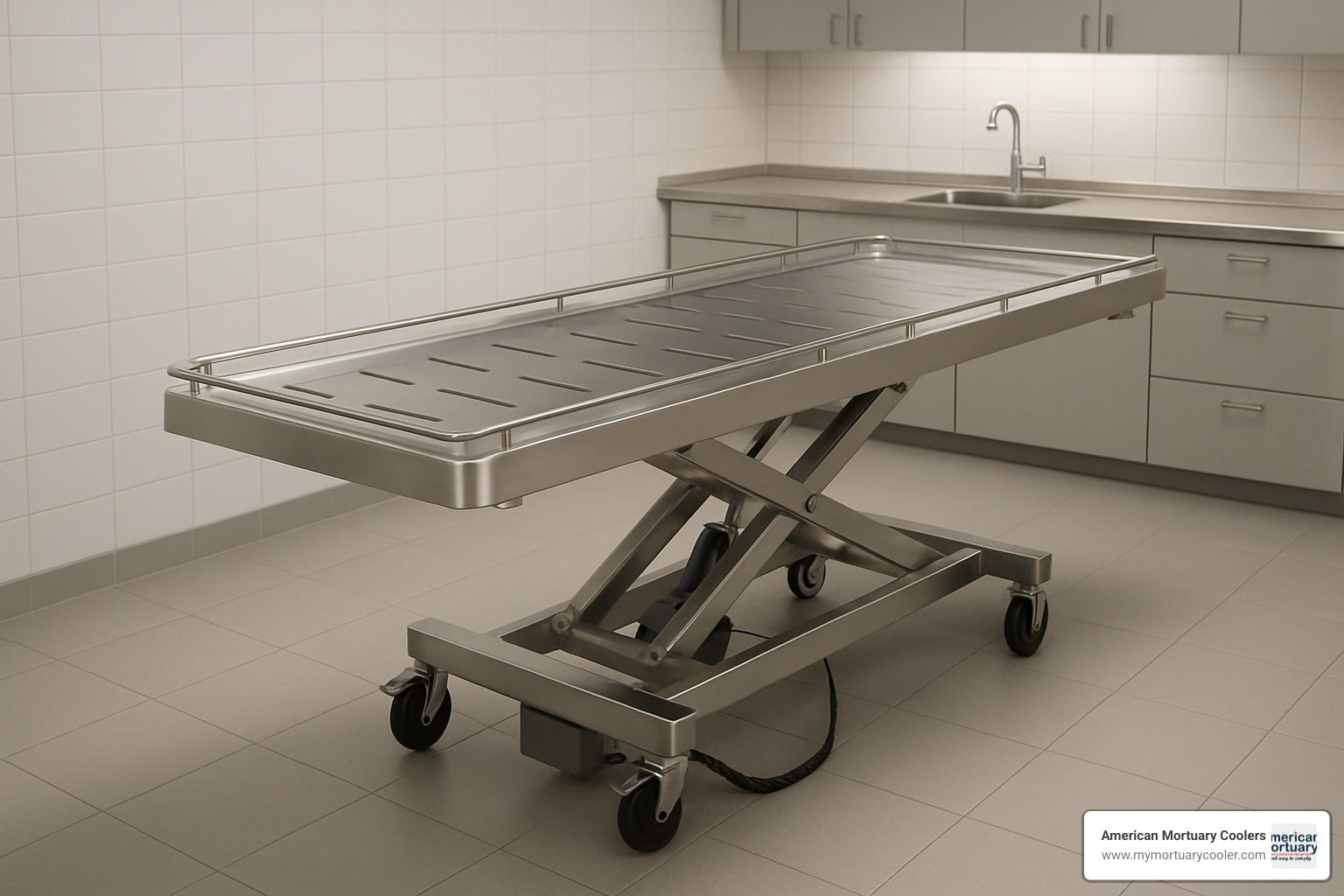Funeral table with adjustable height feature - funeral table