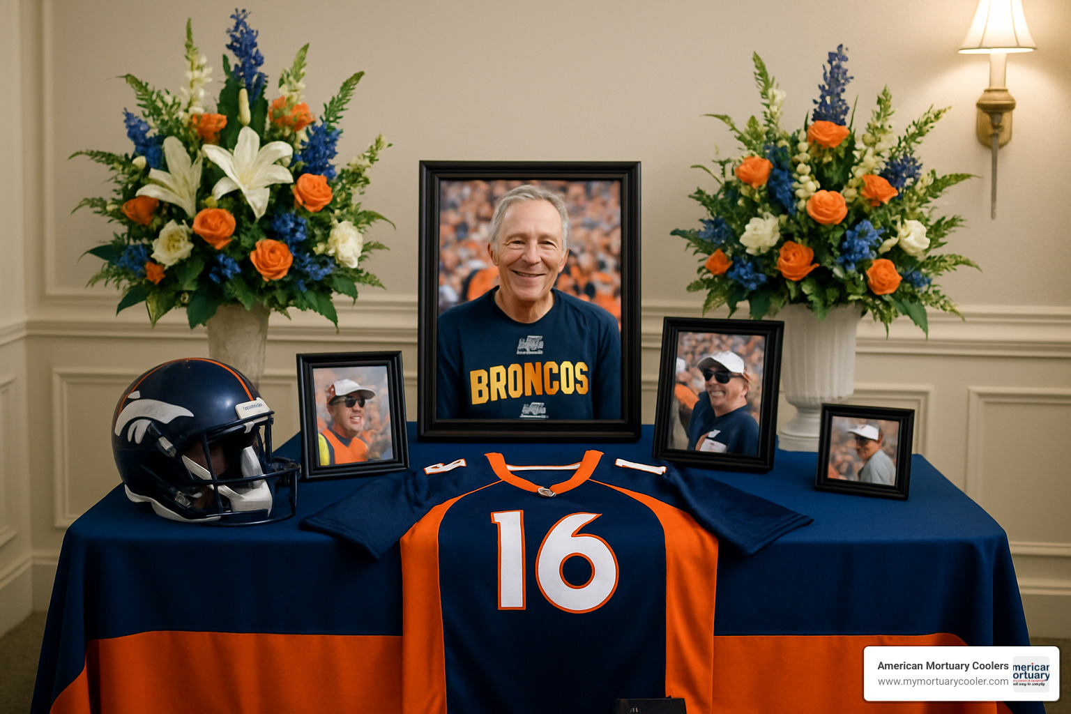 Sports-themed memorial table - funeral table