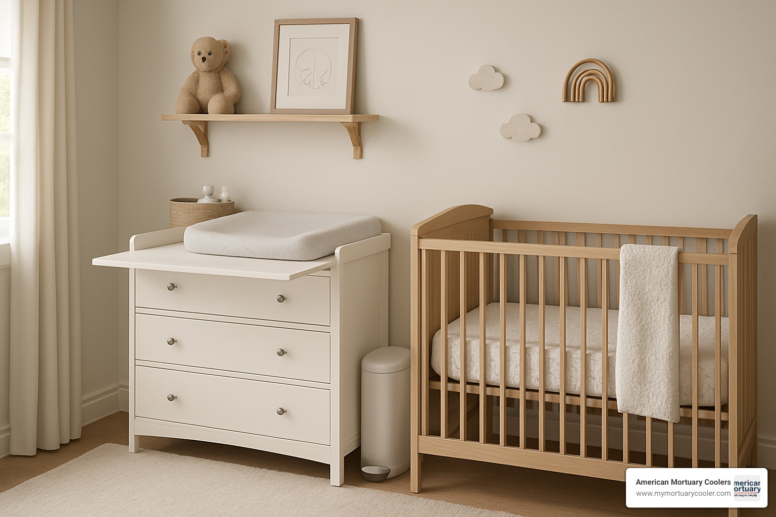 Modern nursery featuring a dresser with fold down changing table in a small space - dresser with fold down changing table