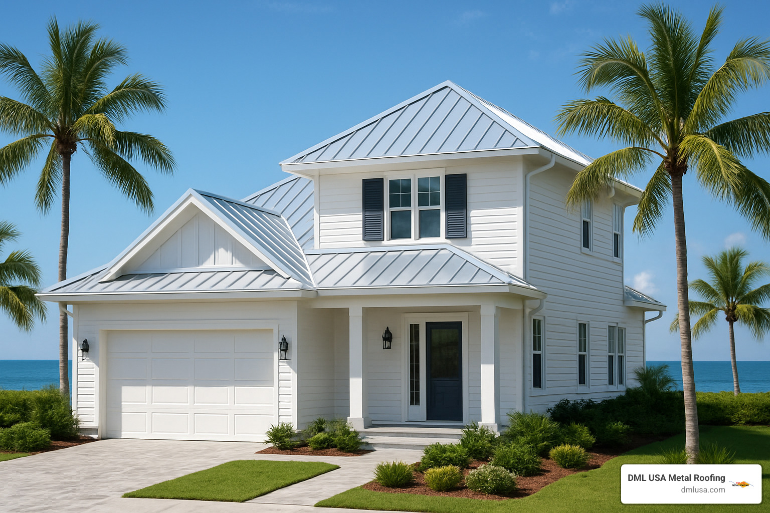 Aluminum standing seam roof on coastal style home - Residential metal roof types