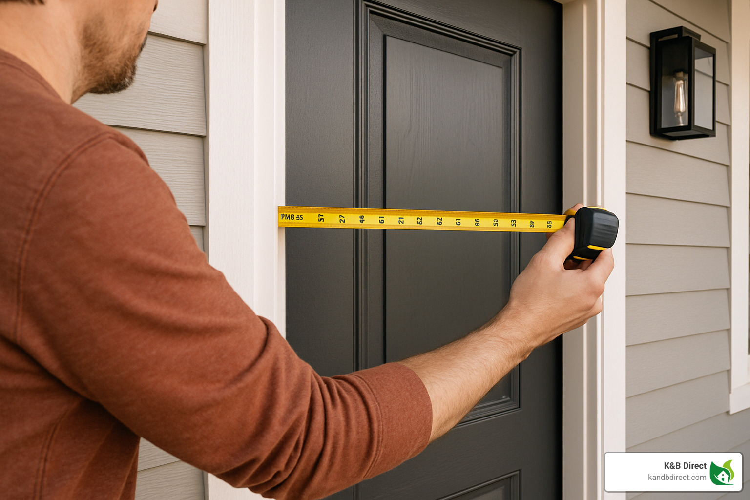 measuring tape on door frame - main entrance door