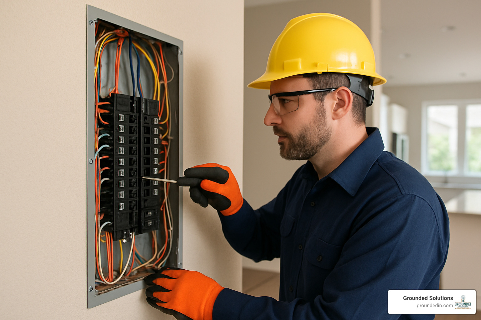 electrical inspector examining service panel - Electrical Safety Inspection Indianapolis