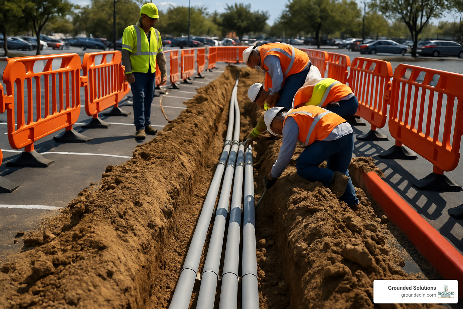 trenching and conduit installation for EV charging infrastructure - Commercial electric vehicle charging