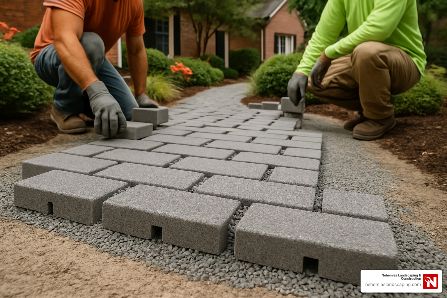 permeable paver walkway installation - stone walkway installation near me