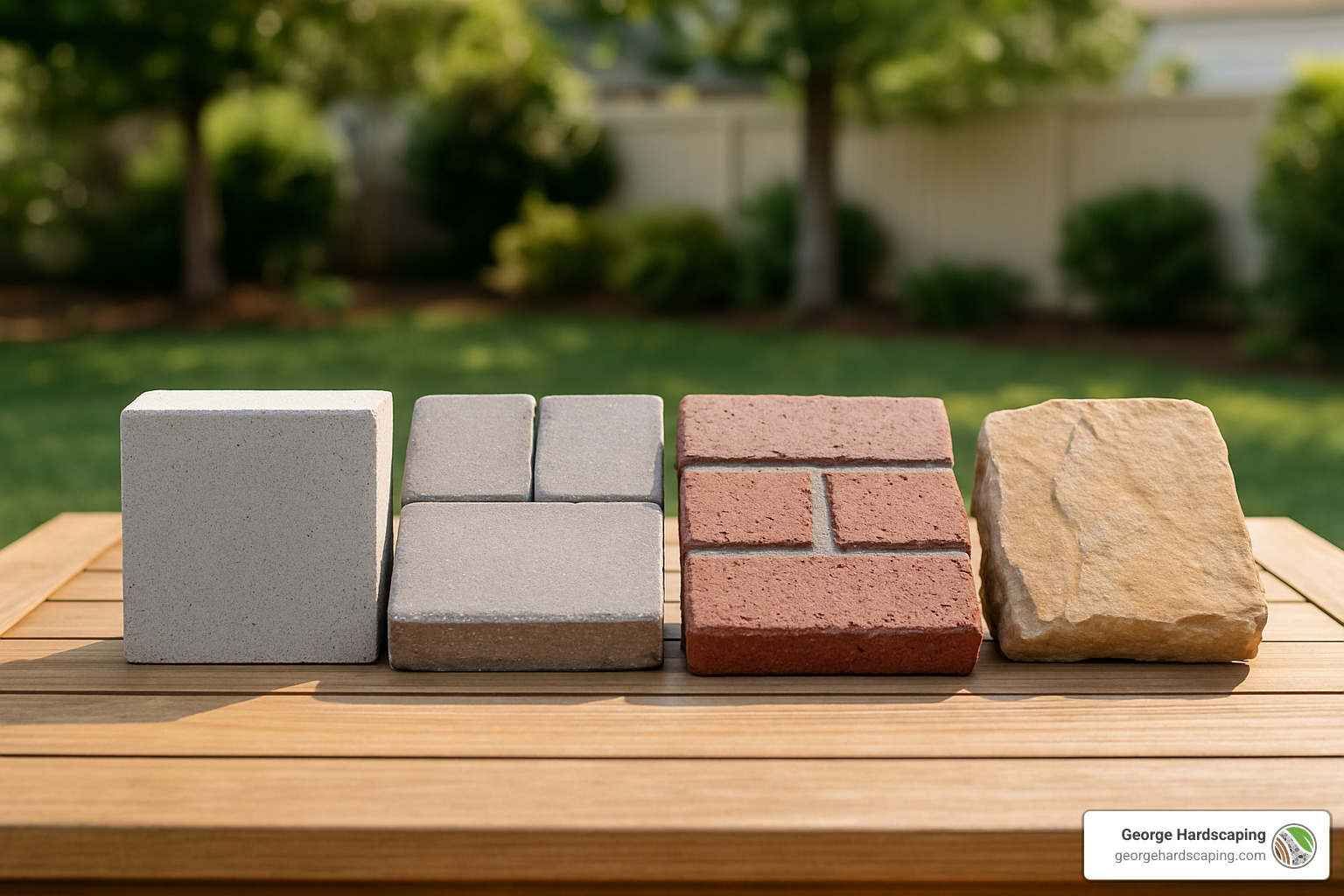 patio material samples showing concrete pavers brick and flagstone - Patios Design