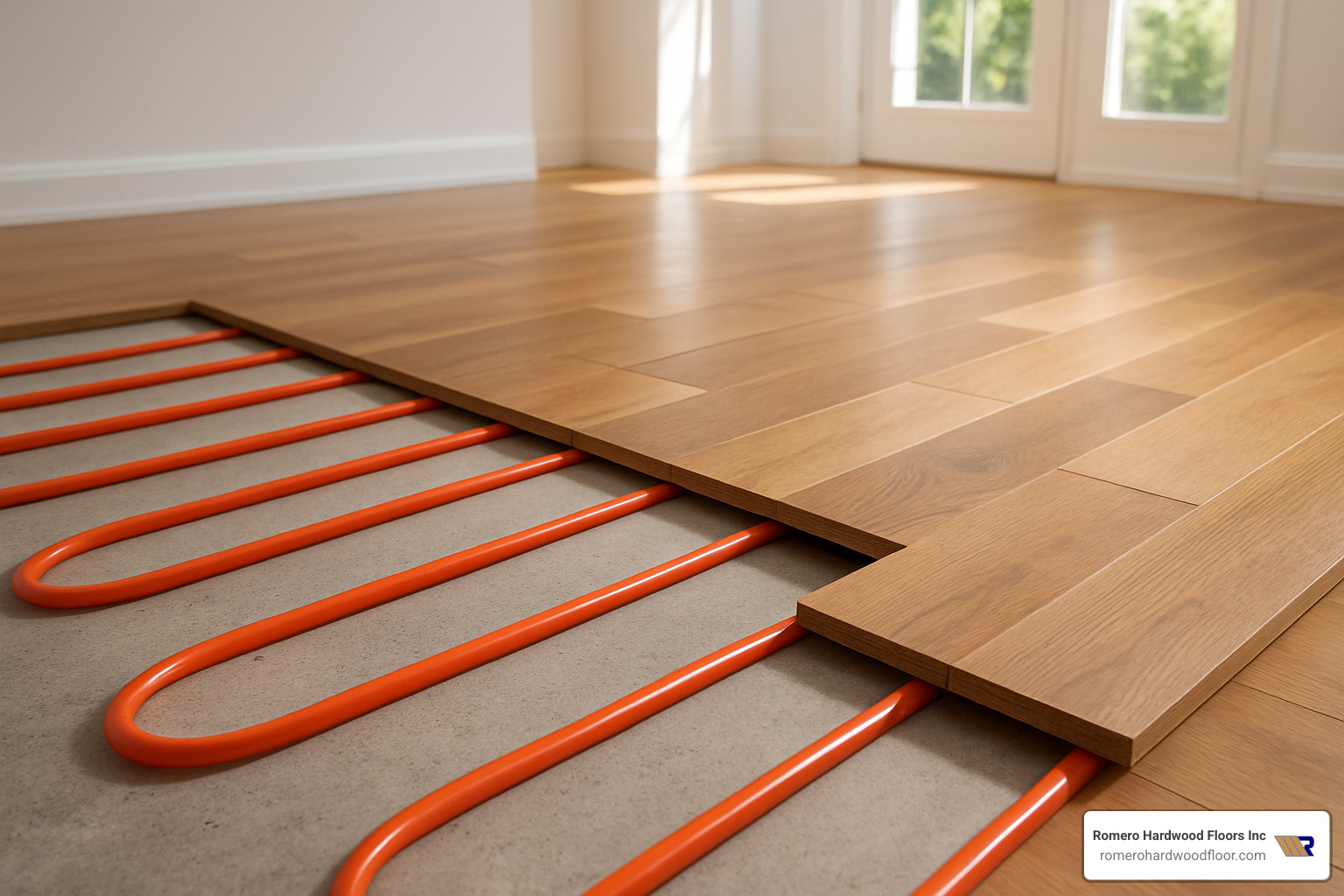 radiant heating tubing installation under hardwood flooring - hardwood floor on a slab
