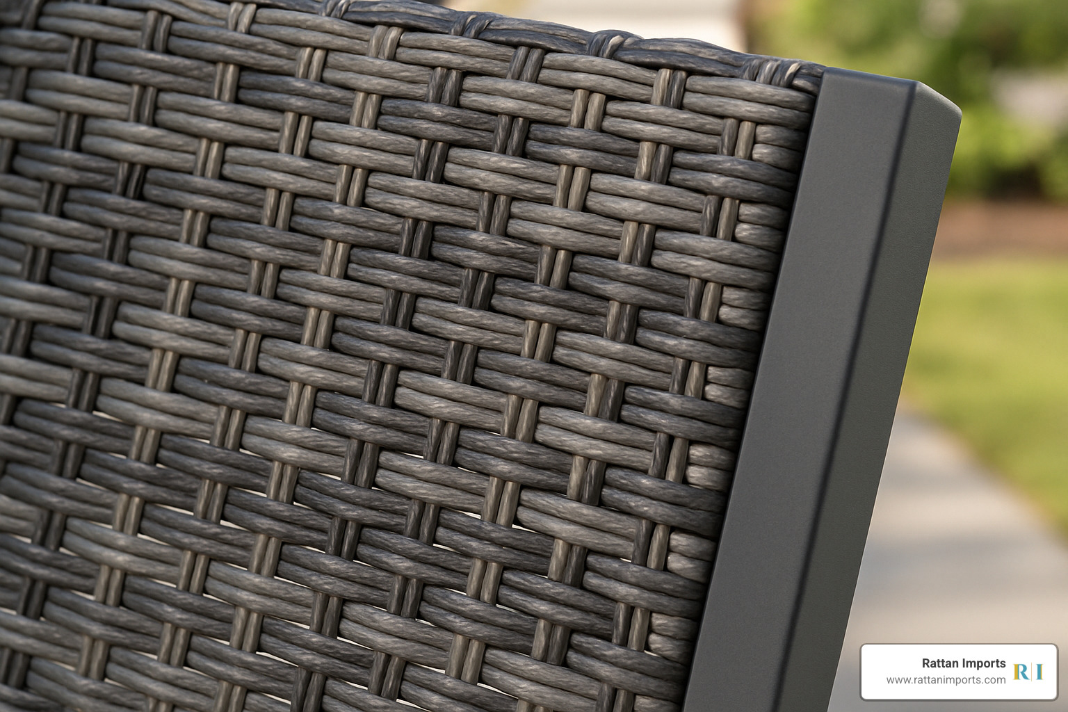 close-up of rattan weave and aluminum frame - atlanta deluxe rattan garden furniture