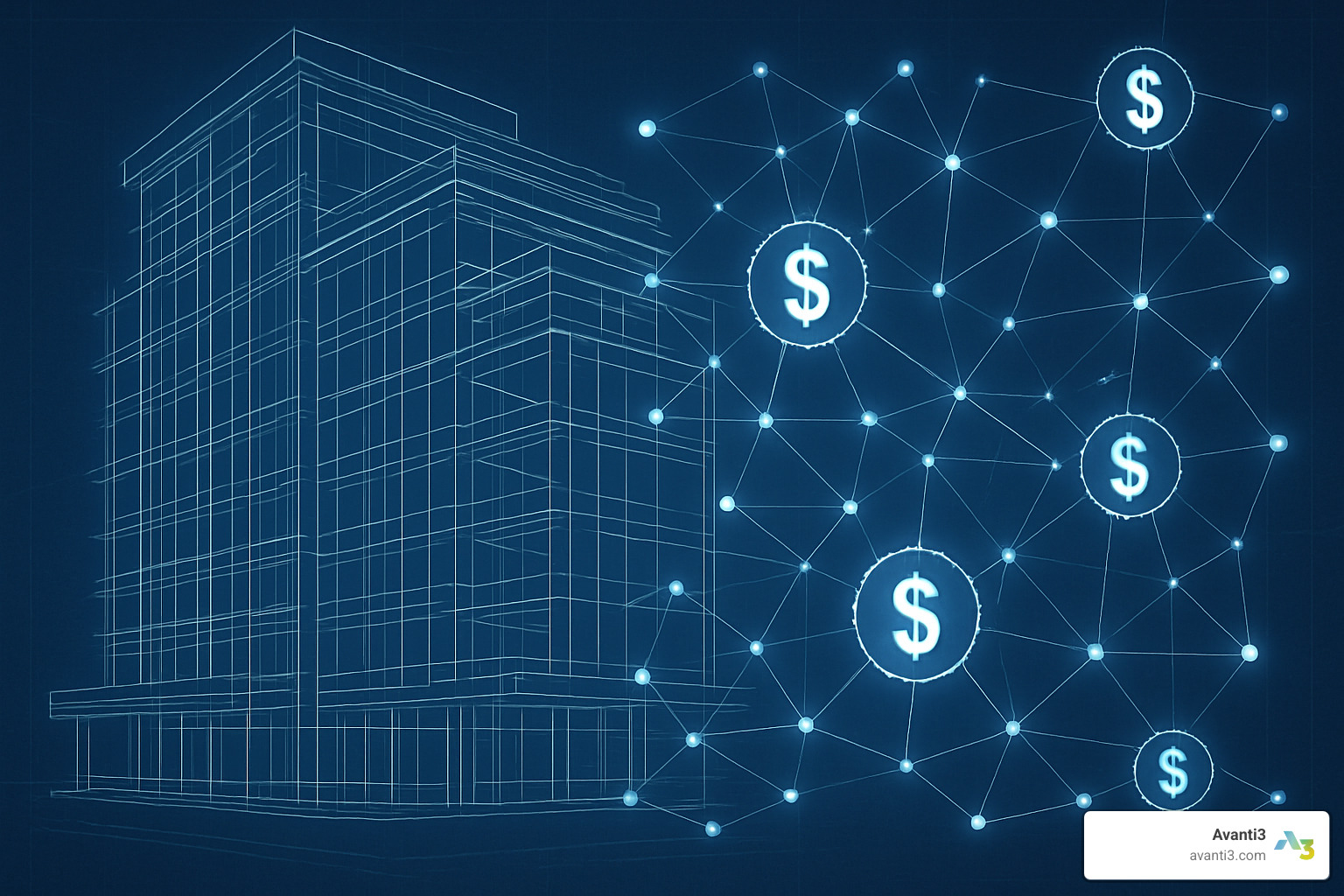 tokenized real estate building blueprint with blockchain data - NFT market development