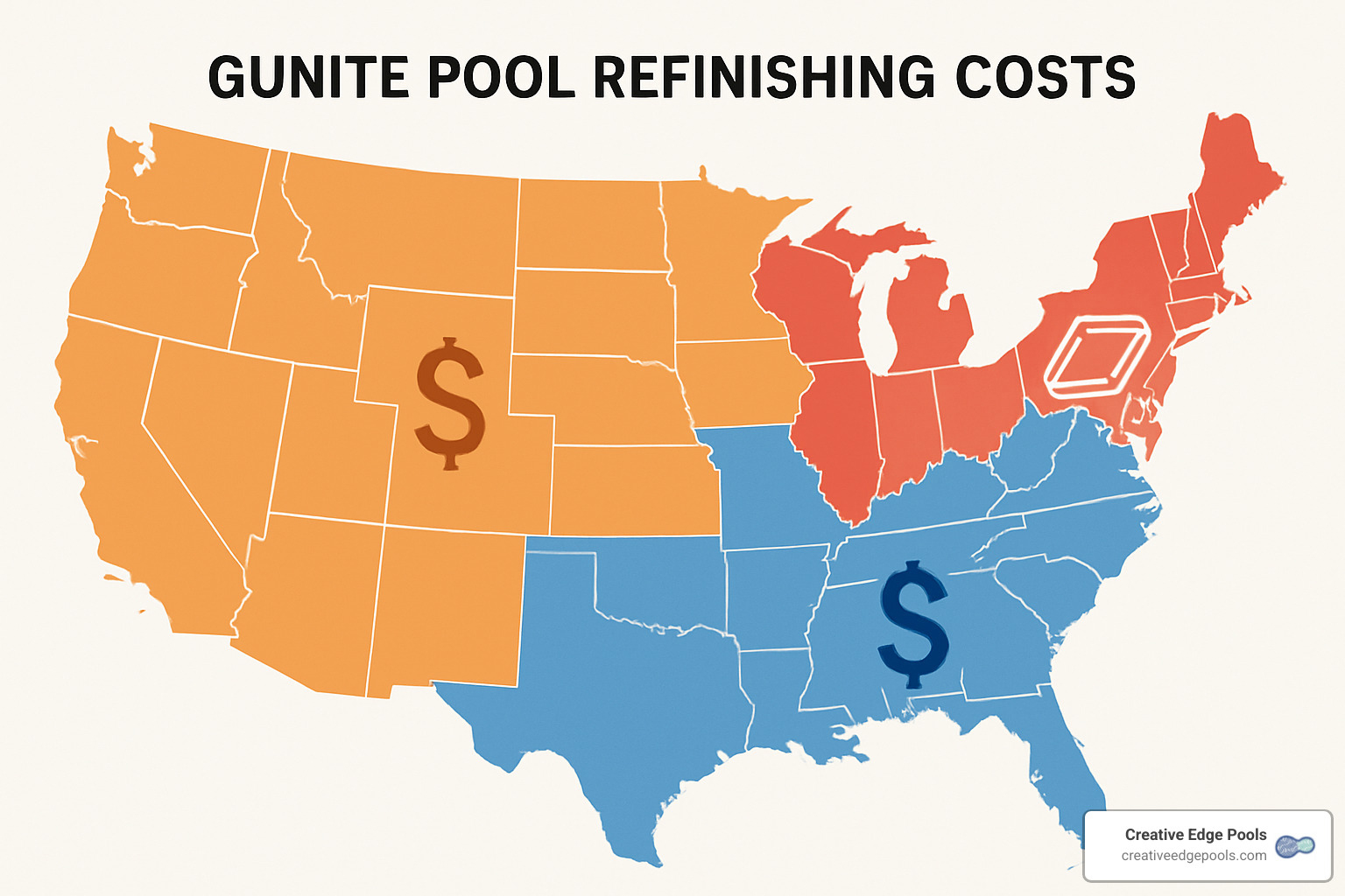 Regional cost map for gunite pool refinishing - gunite pool refinishing cost