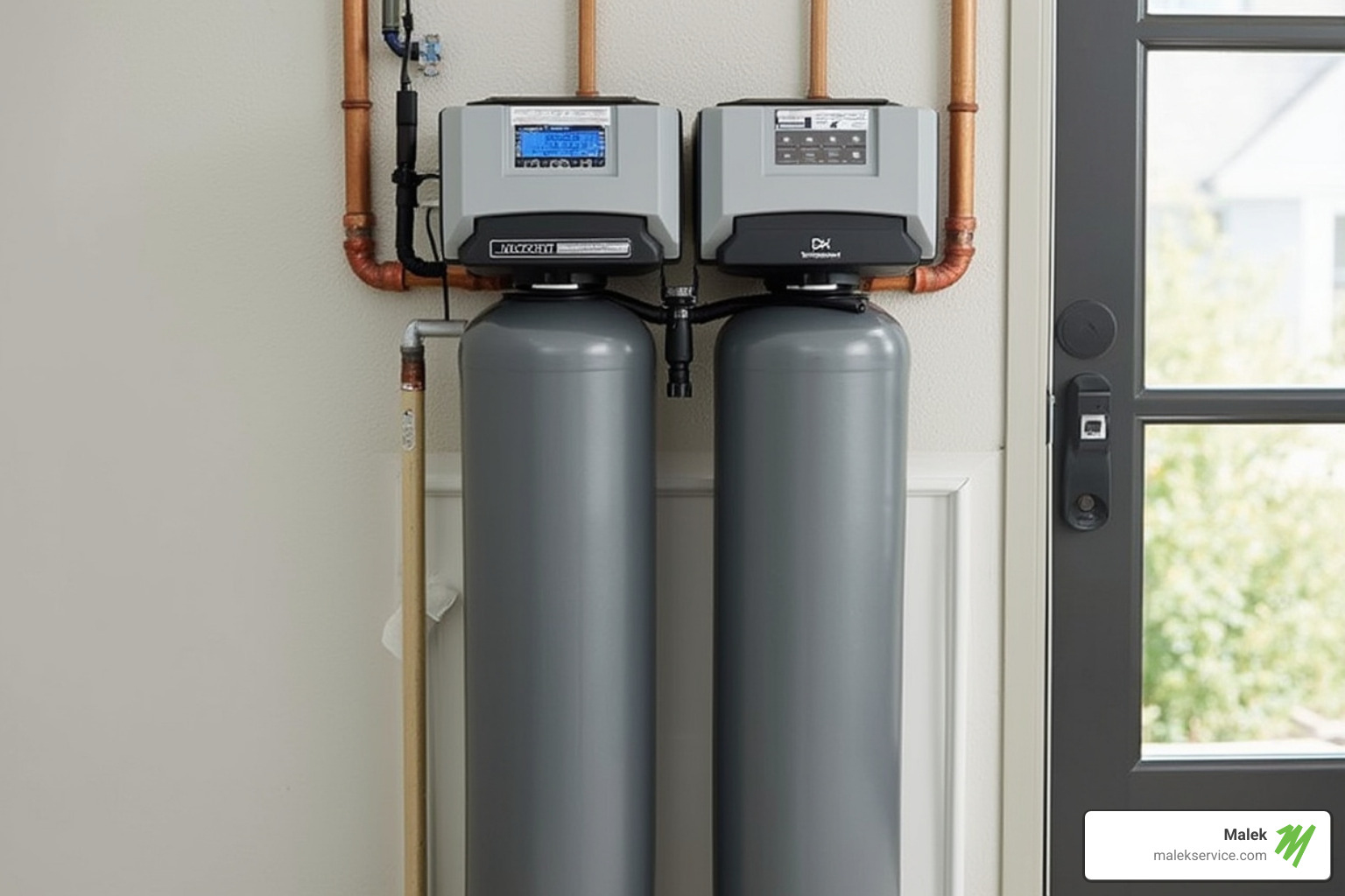 Dual water softener and filtration system with digital control panel - houston water softeners