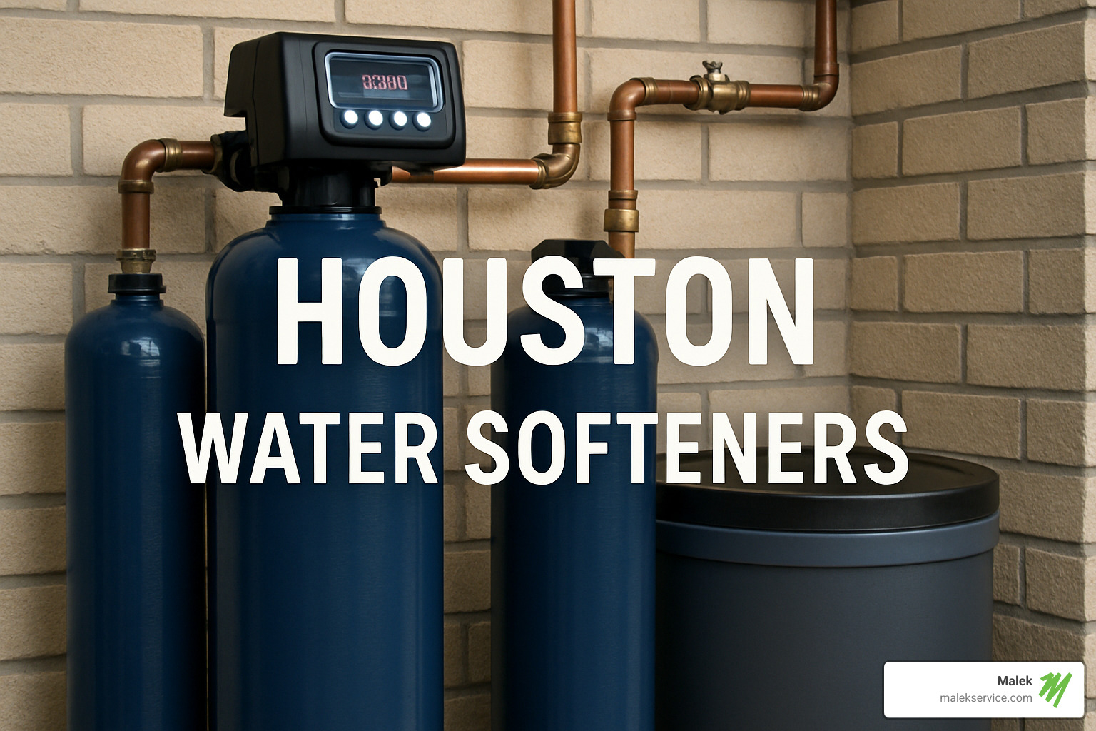 Salt-free water conditioner system installed in a Houston home utility room - houston water softeners