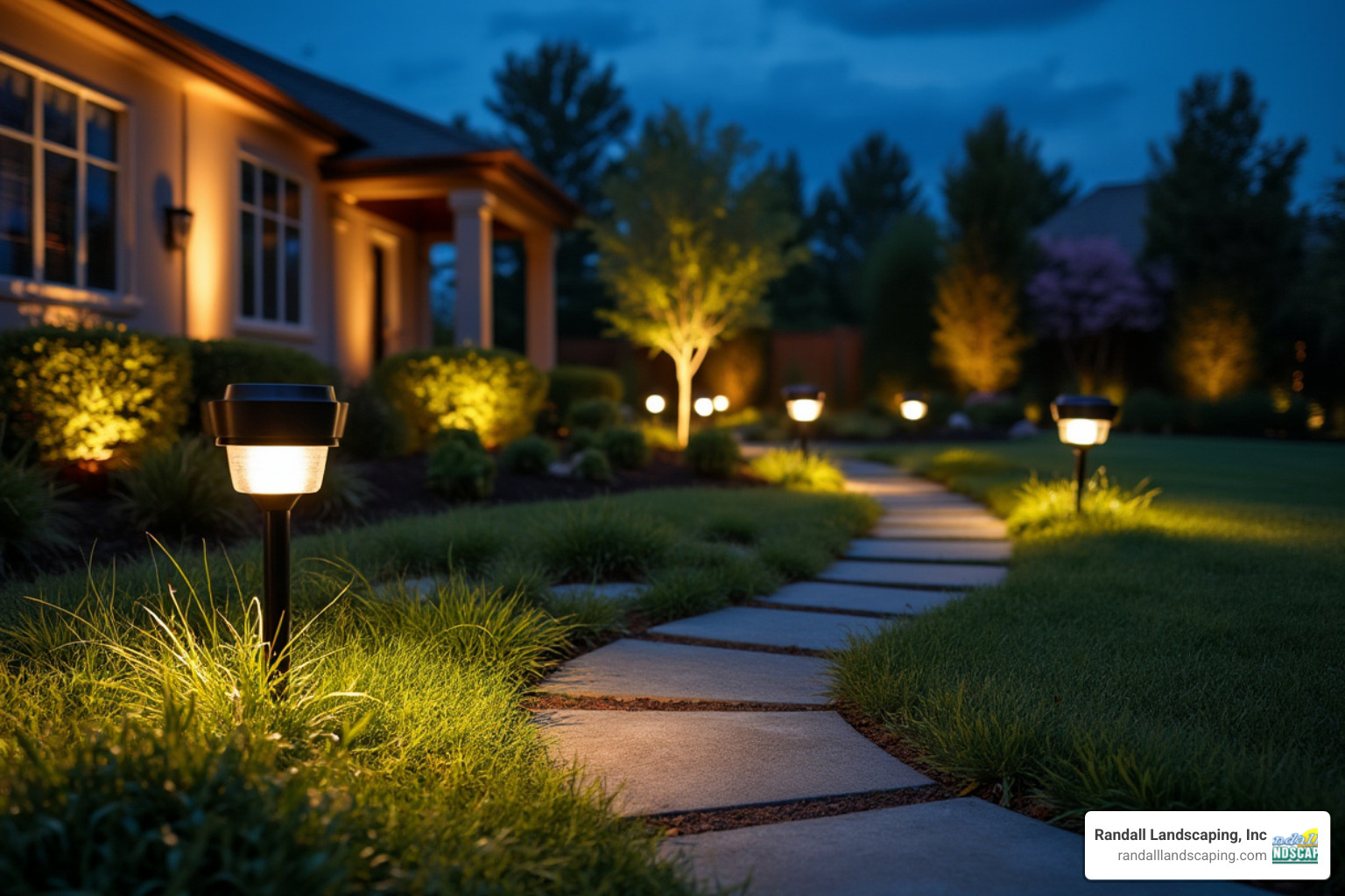 Various LED landscape lighting fixtures including path lights, spotlights and well lights - landscape lighting methuen ma