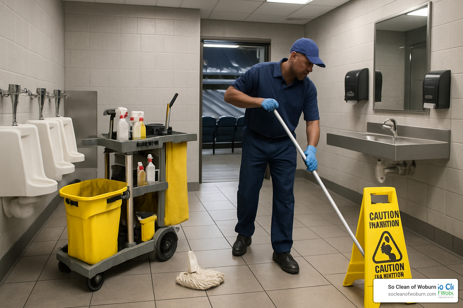 stadium restroom being cleaned before game - Ballfield Restroom Cleaning