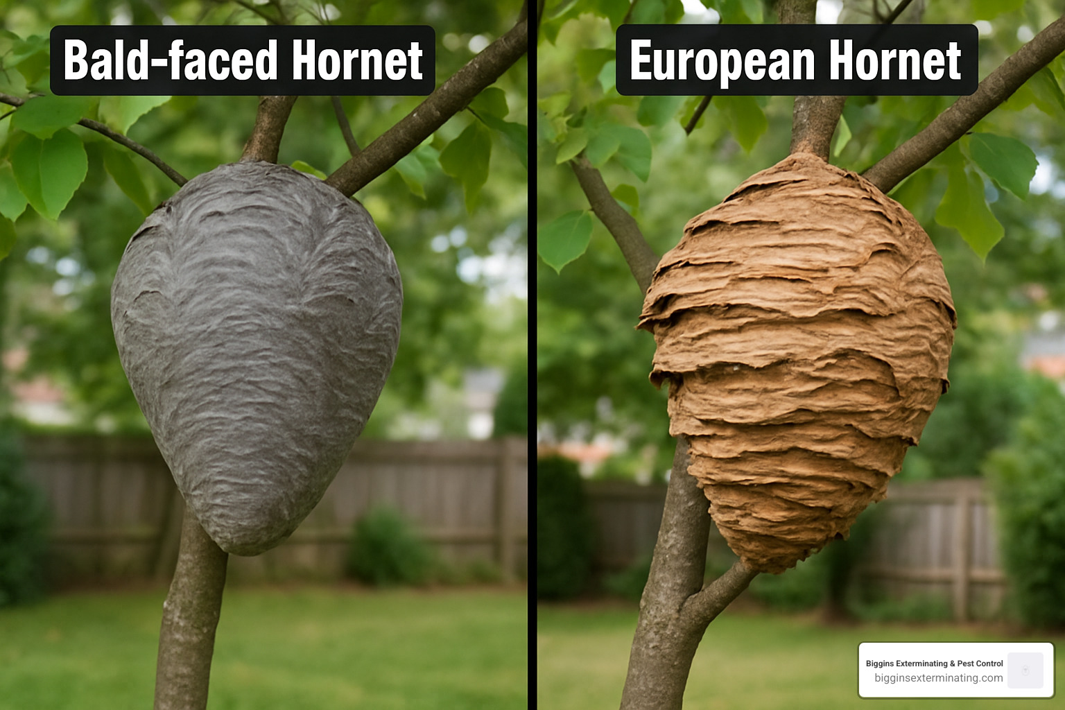 bald-faced hornet nest vs european hornet nest - hornets nest removal