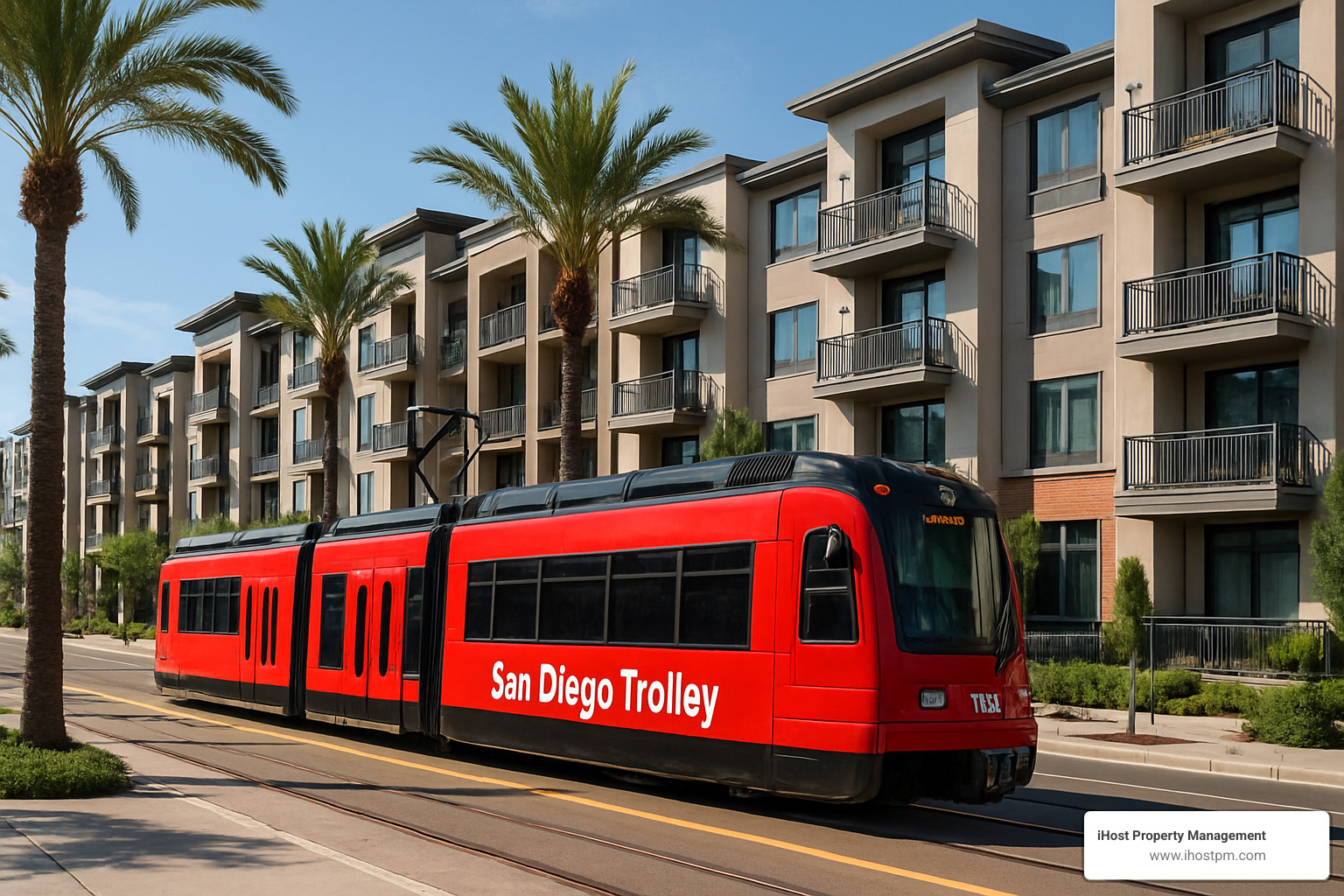 San Diego public transportation trolley near executive housing - Executive housing San Diego CA