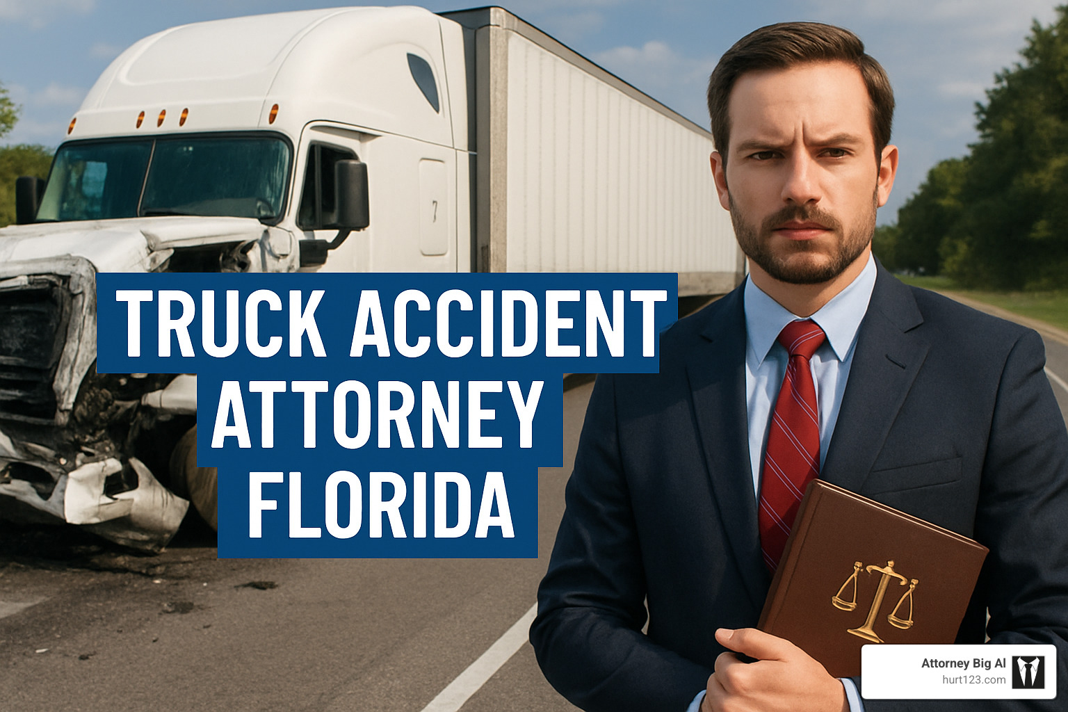 commercial truck with multiple insurance and regulatory compliance stickers - Truck accident attorney Florida