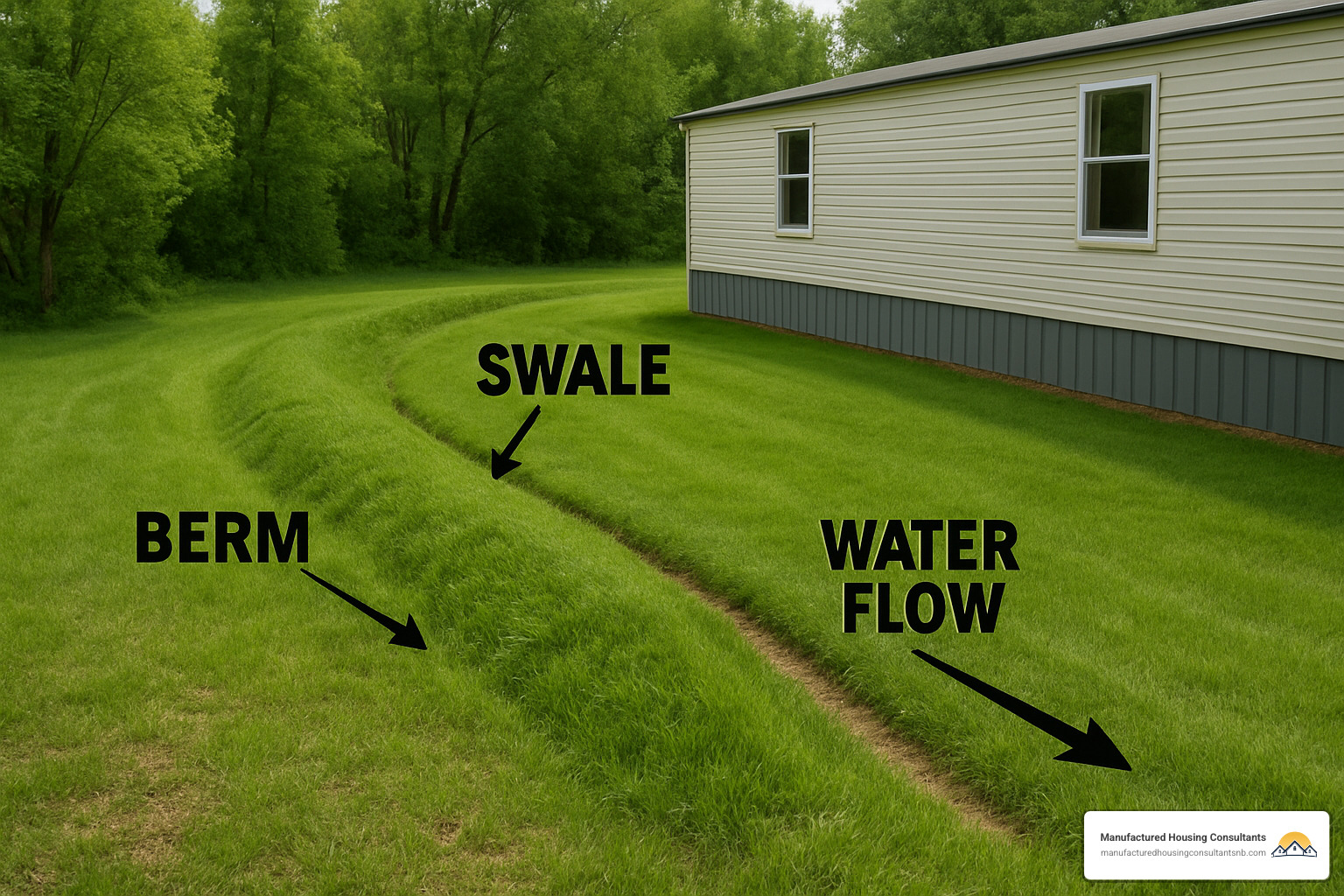 swale and berm drainage system - mobile home foundation