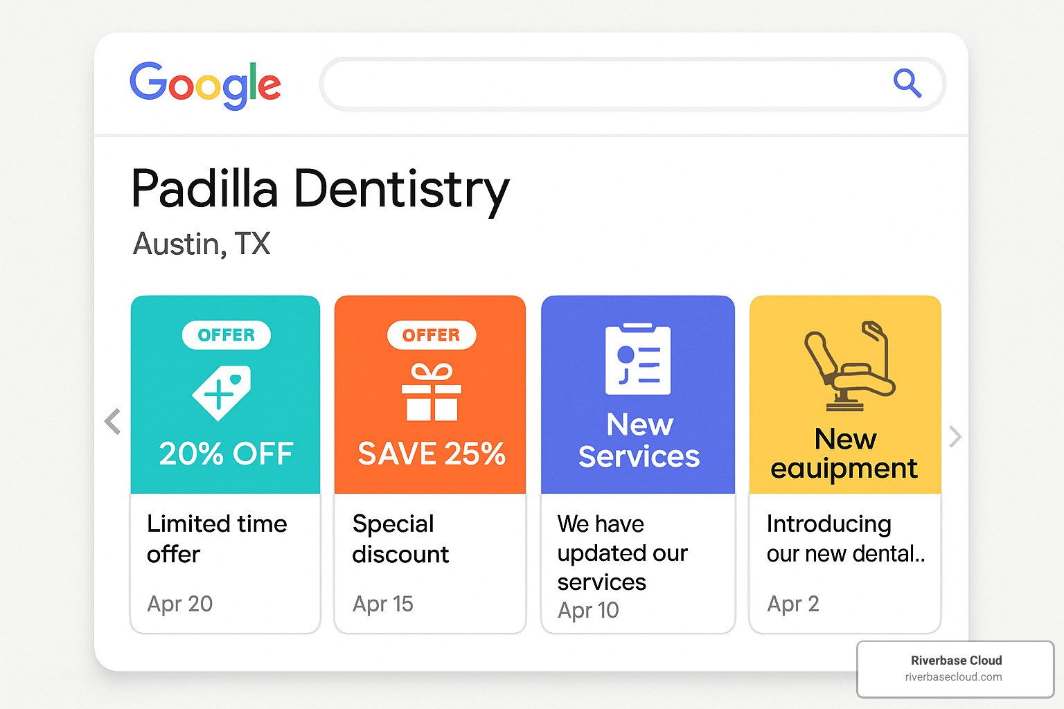 Google Posts carousel showing offers and updates - SEO for Google Business Profile