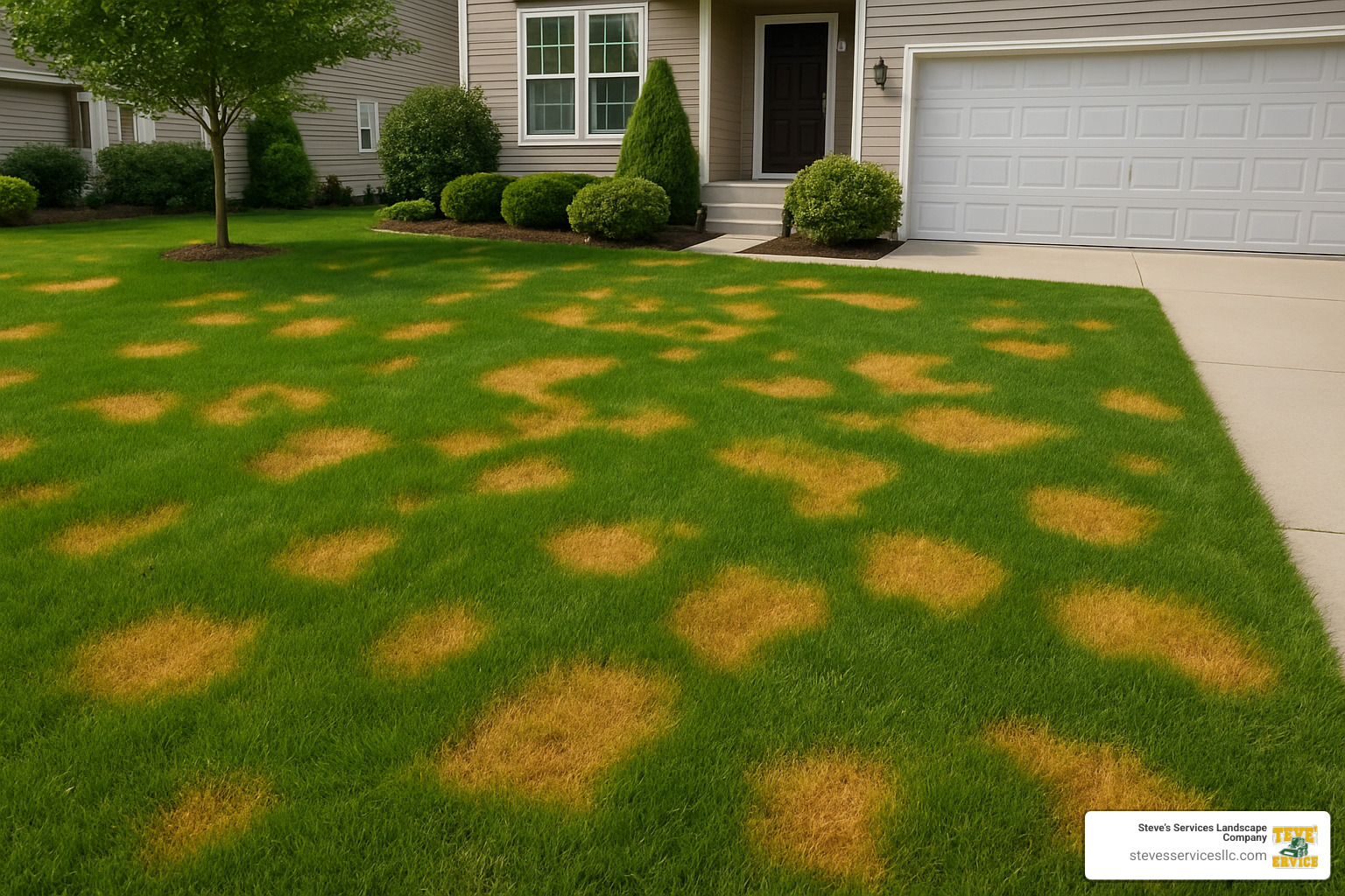 lawn with visible fertilizer burn showing yellow patches - How to fertilize new sod