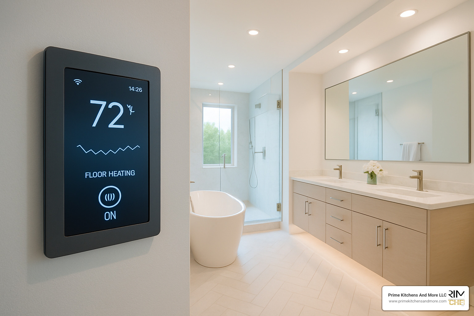 smart bathroom technology control panel and heated floors - modern master bathroom ideas