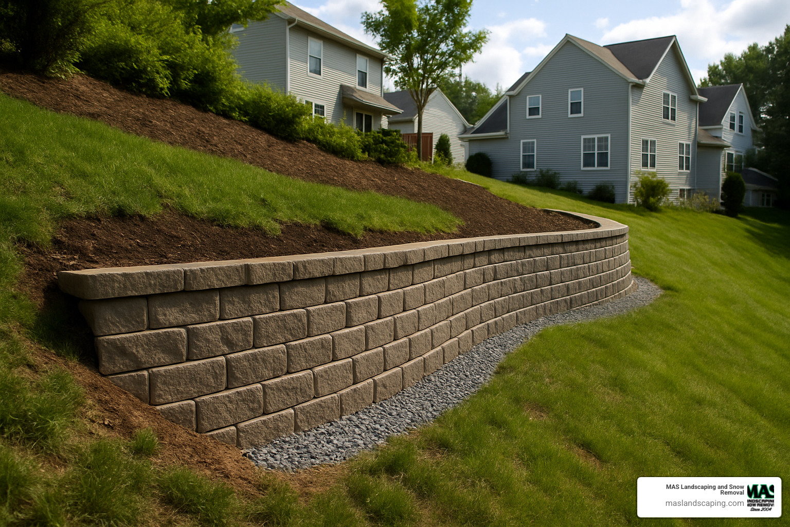 retaining wall on steep slope - paver retaining wall cost