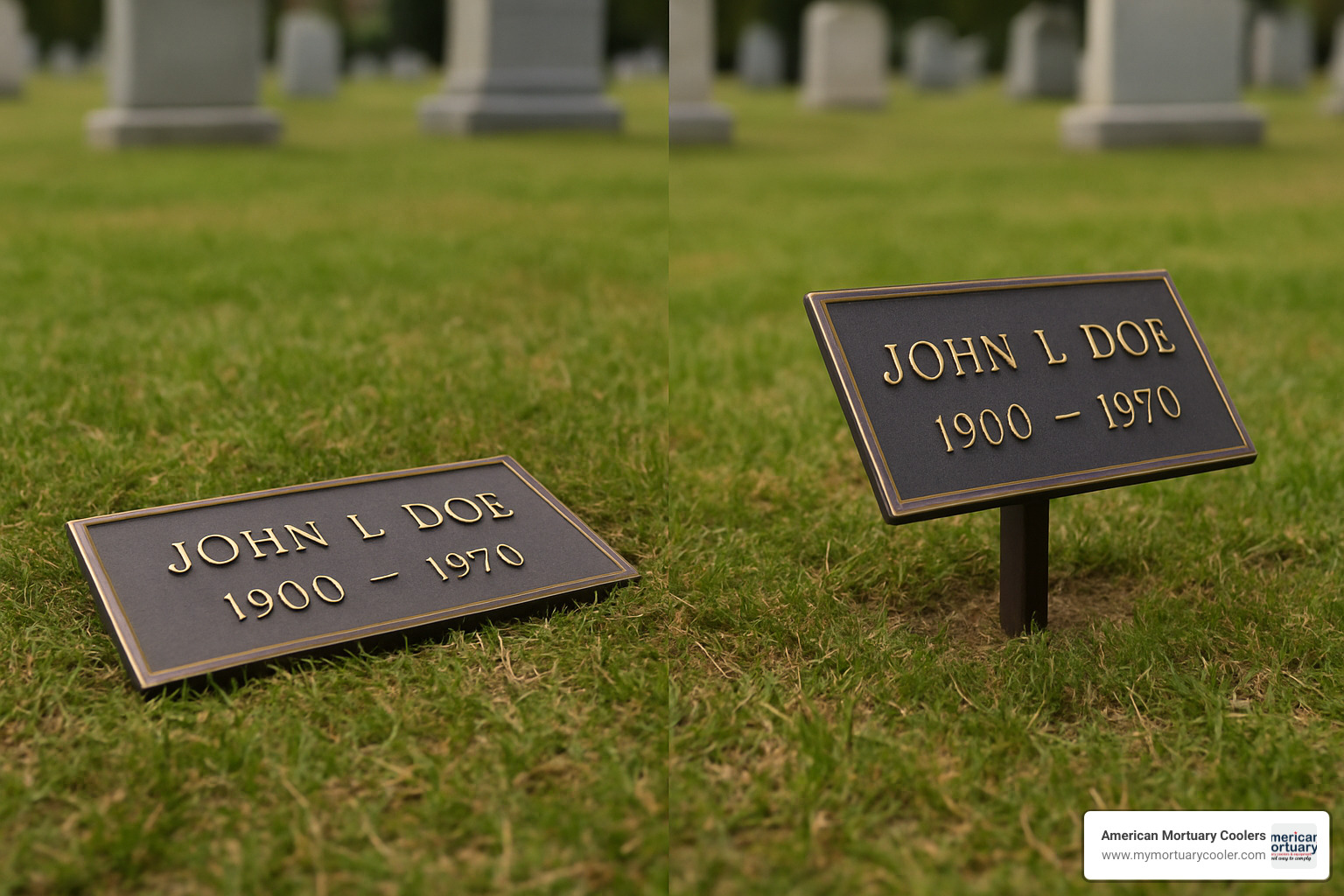 bent vs flat cemetery name plates - cemetery name plates