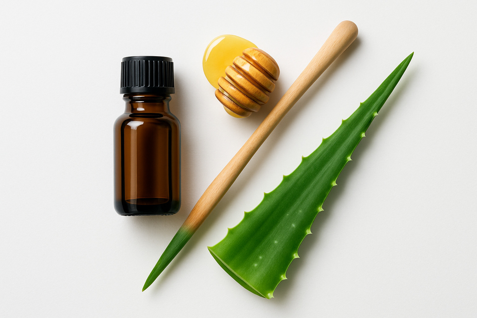 natural ingredients for acne treatment including tea tree oil, honey, and aloe vera - natural face treatment for pimples