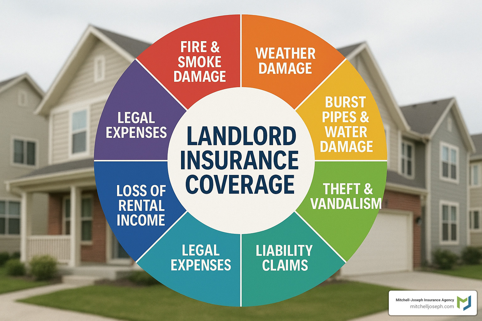 8eb546a194c617171359261ec0460f7743e21ee6 Landlord Insurance: Safeguard Your Rental Properties Business insurance for landlords: protect your rental income, property, and liabilities with expert tips, coverage options, and quotes. insurance coverage wheel showing different types of landlord insurance protection - Business insurance for landlords