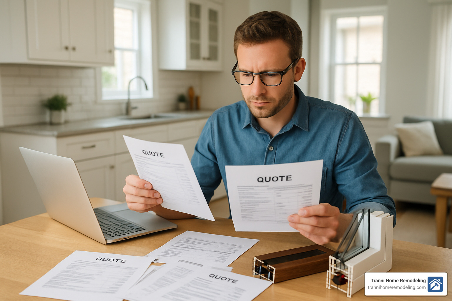 homeowner comparing quotes from different window contractors - replacement windows contractor near me