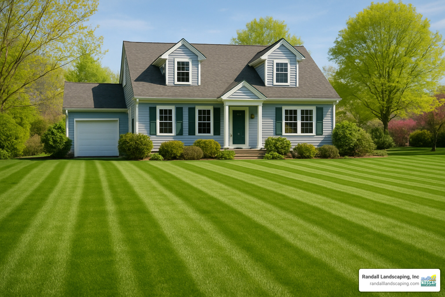 fresh lawn mower stripes in spring - Lawn mowing Salem NH