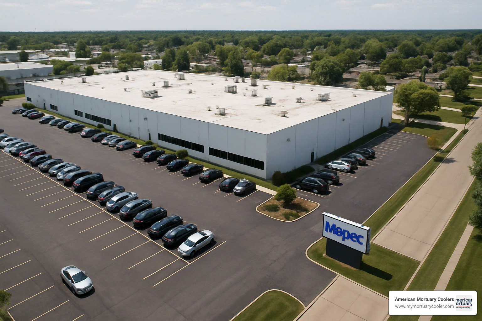Aerial view of Mopec headquarters in Oak Park, Michigan - mopec oak park