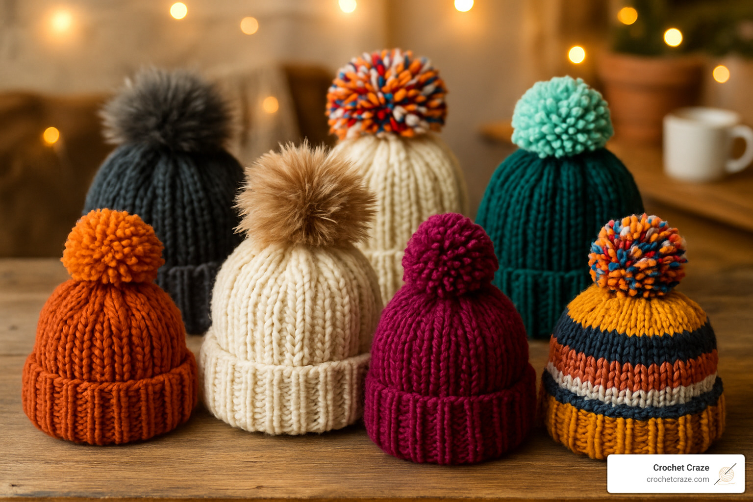 knit hat pom pom options - Easy knit hat tutorial