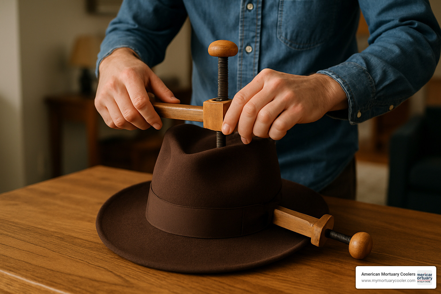 hat stretcher in use - garment stretcher