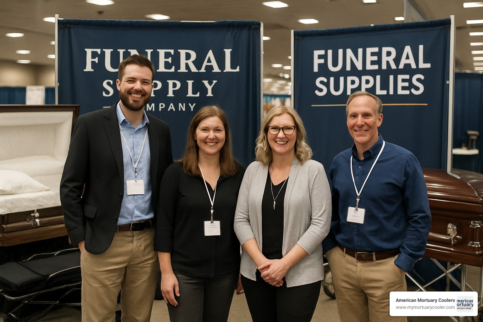funeral supply team at industry convention - vischer funeral supplies inc