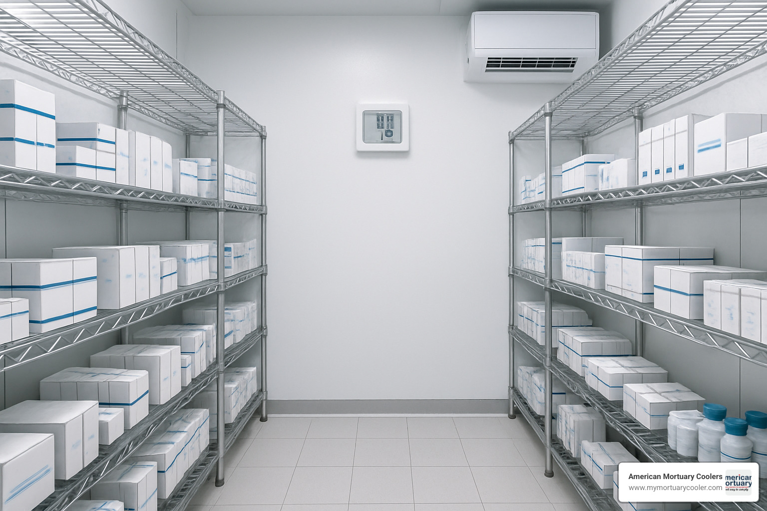 Walk-in pharmaceutical storage chamber with shelving systems - chambers refrigerators