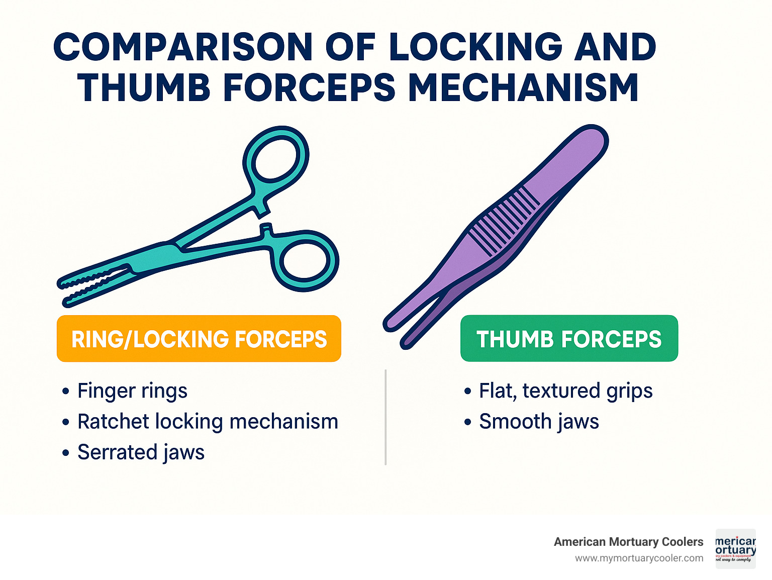 Comparison of locking and thumb forceps mechanisms - forceps forceps infographic 