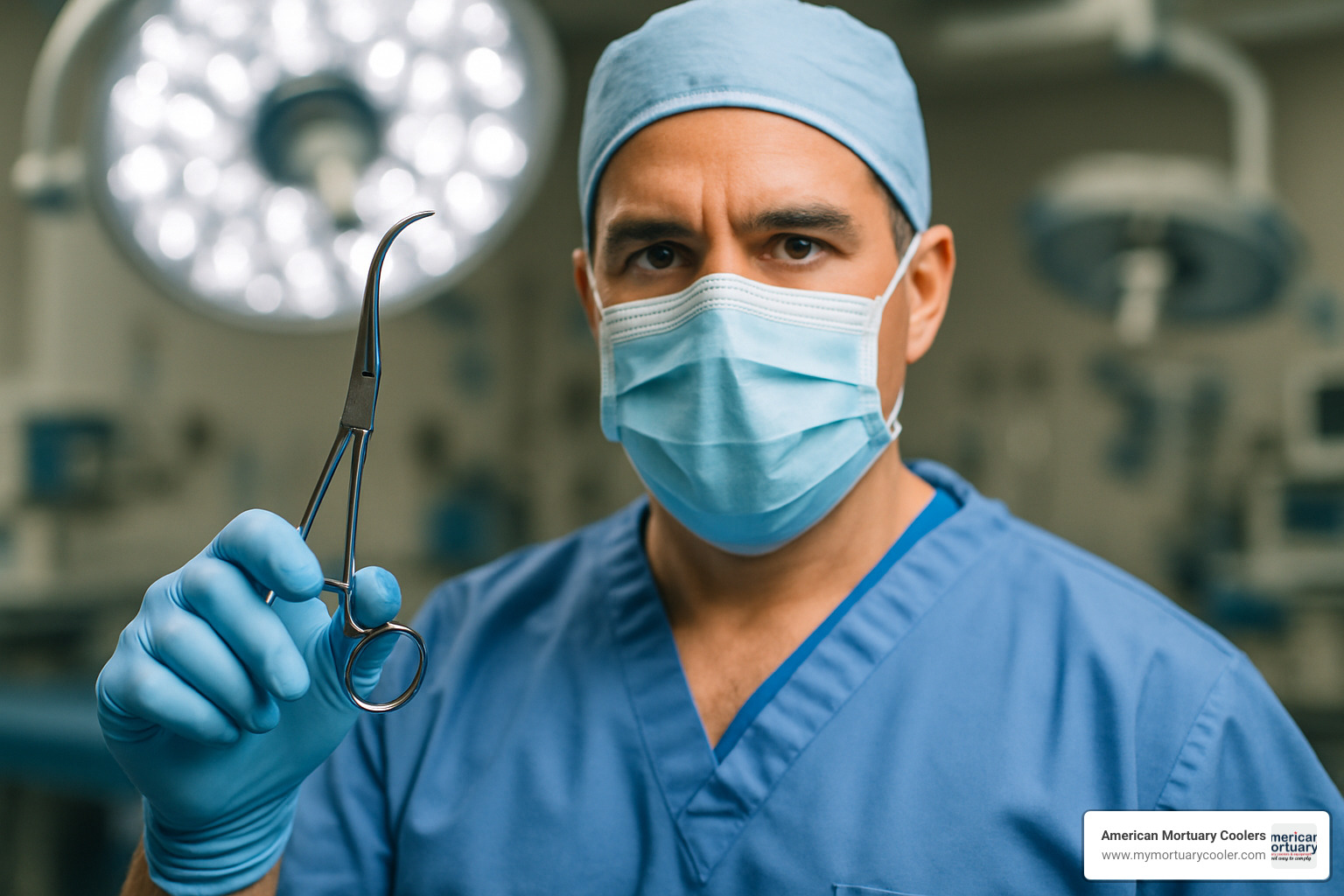 surgeon holding curved Kelly forceps - forceps forceps