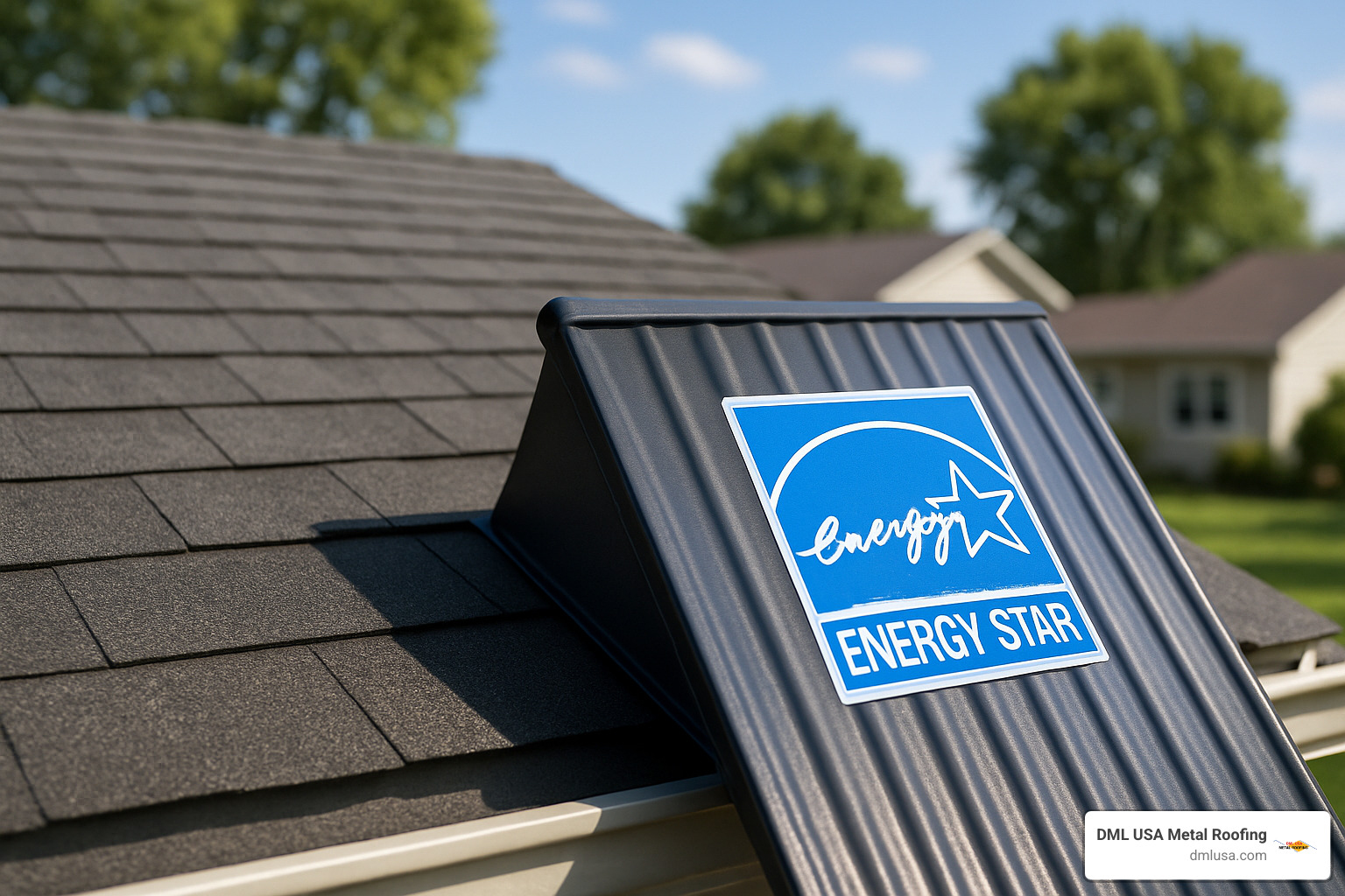 Energy Star certification label on roofing materials - energy star shingles tax credit