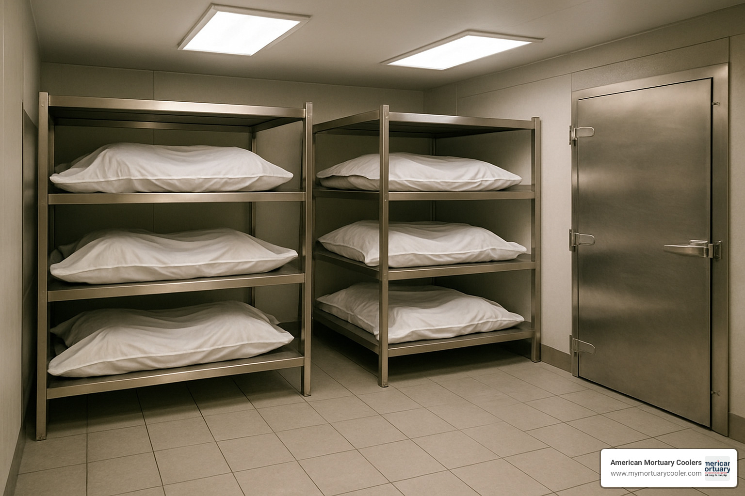 Respectful mortuary storage with proper body arrangement - 10x10mortuarycooler.com