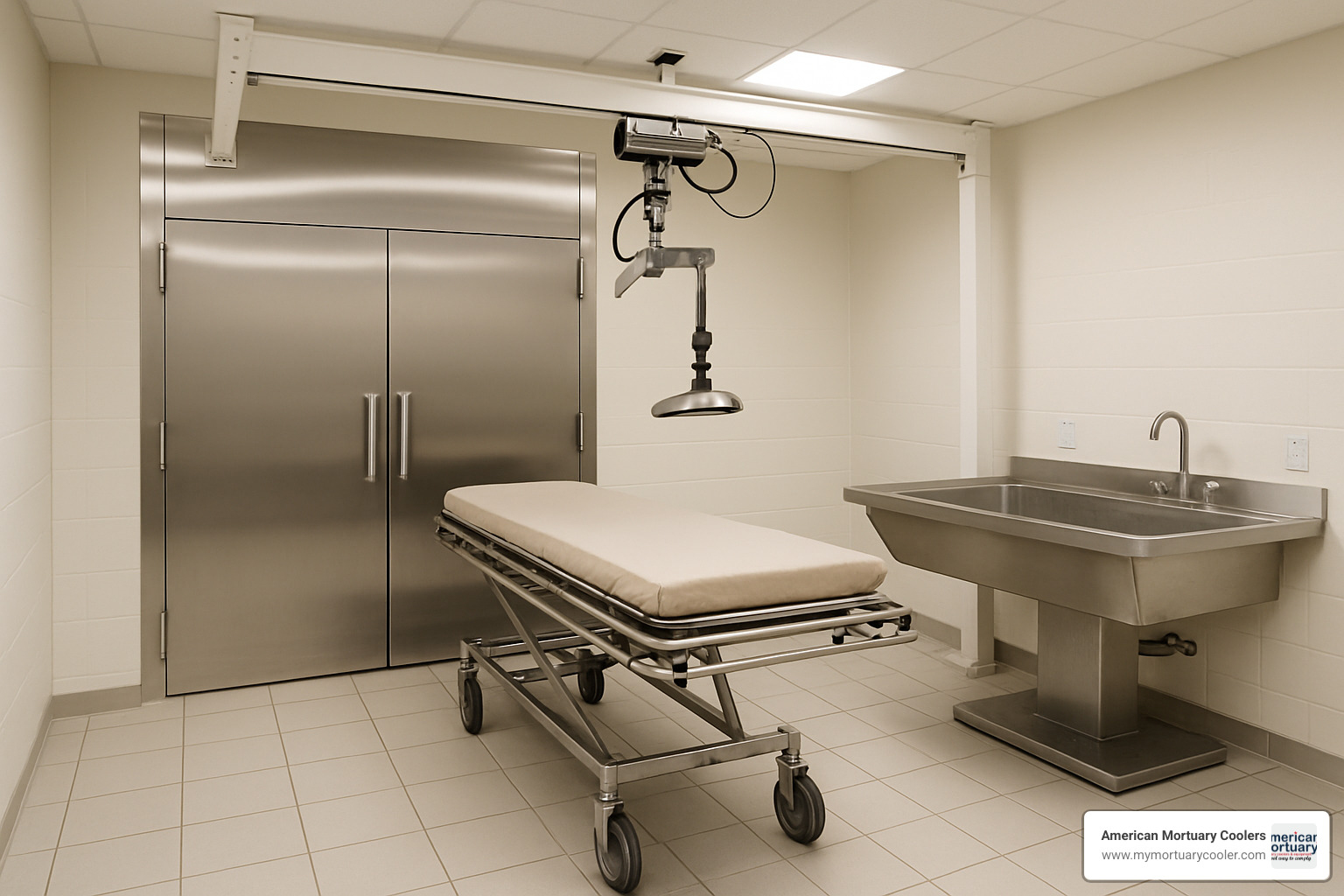 Custom mortuary cooler installation with integrated lift system - mortuaryliftcompany.com