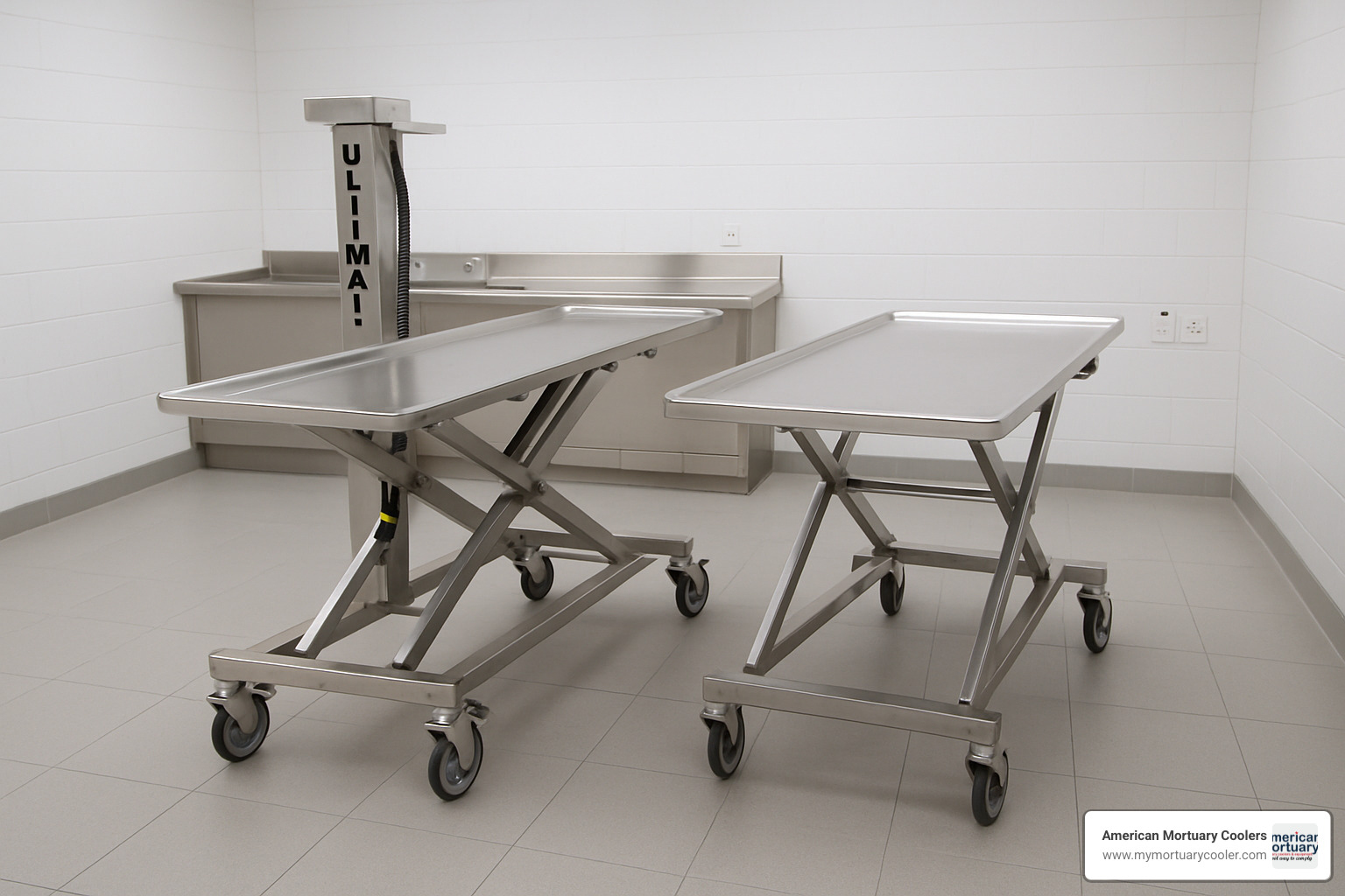 Ultimate 1000 Lift beside a generic mortuary lift - mortuaryliftcompany.com