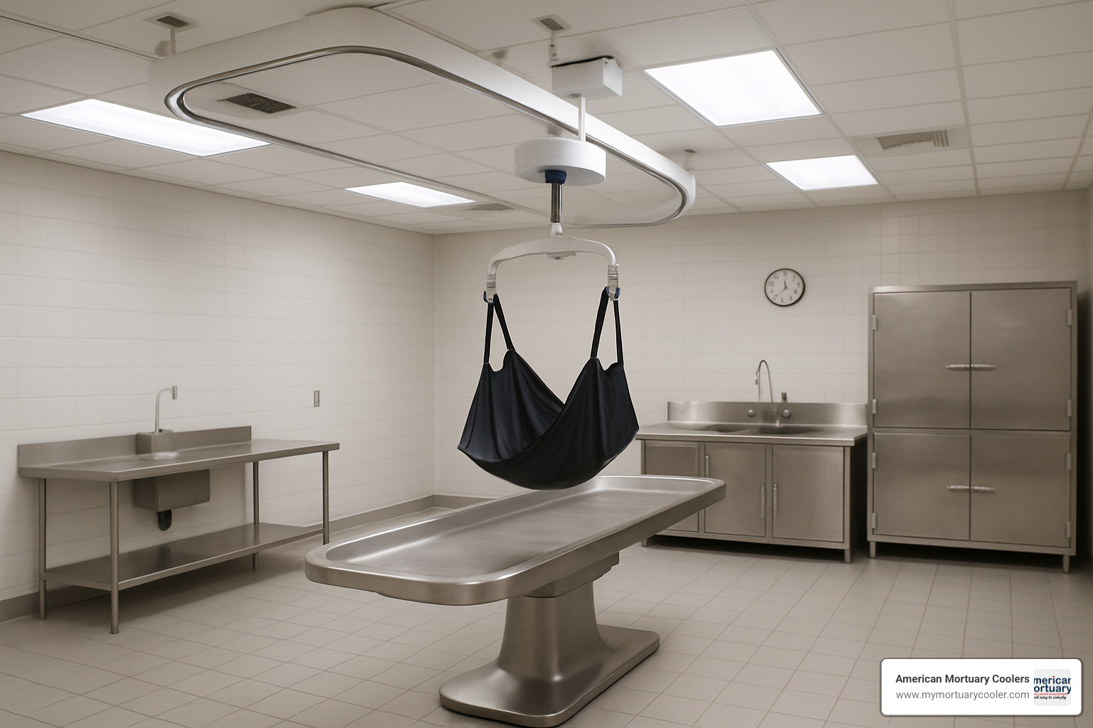 ceiling mounted mortuary lift system - funeralhomebodylift.com