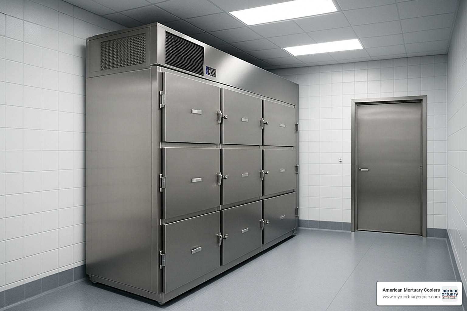 Professionally installed morgue cooler system - www.morguecarts.com