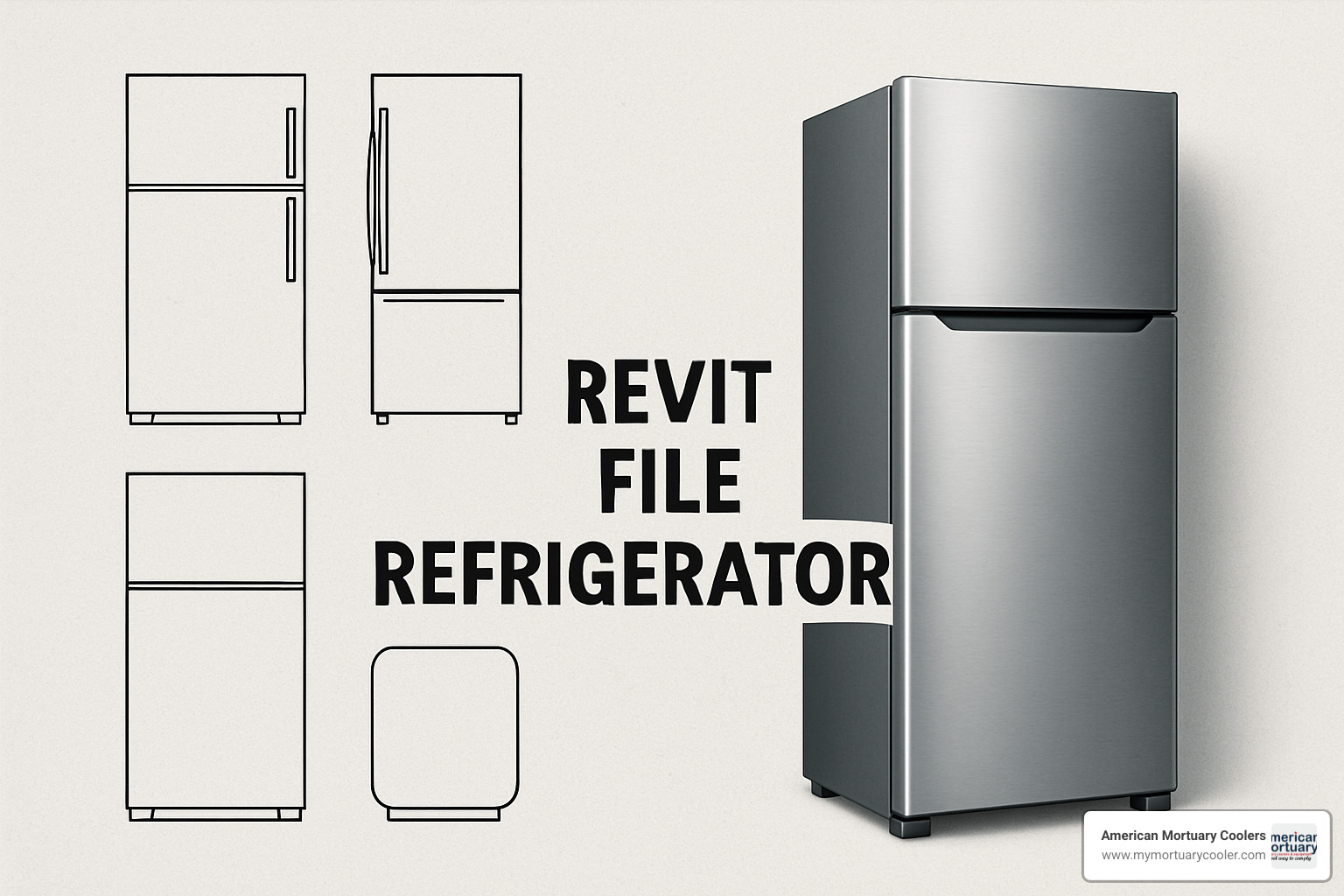 Example of a refrigerator schedule in Revit showing model numbers, dimensions, and electrical requirements - revit file refrigerator