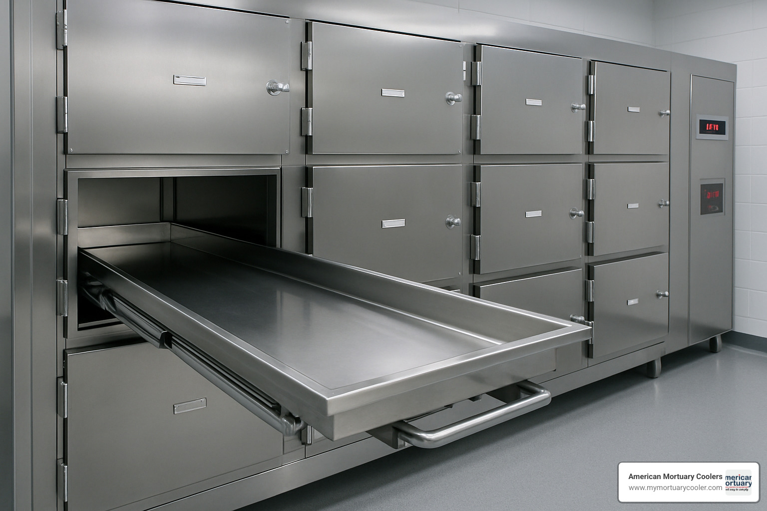 Cadaver storage rack system with multiple compartments and temperature control - forensic science jobs