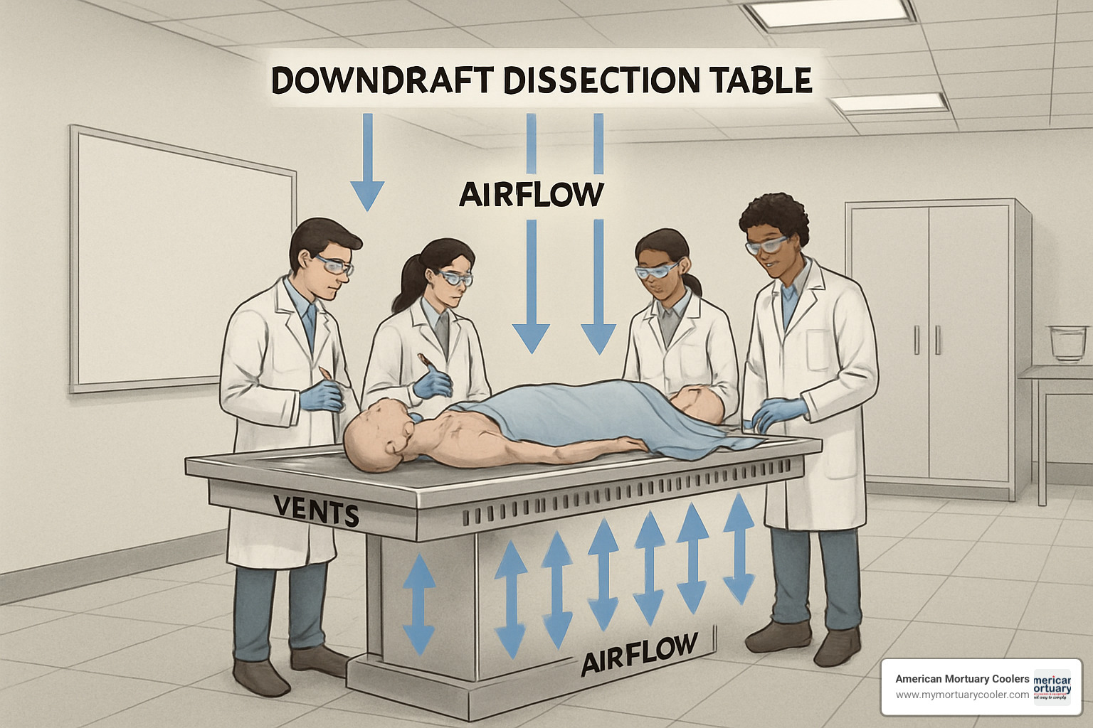 Downdraft dissection table airflow pattern diagram - anatomy lab occupancy rate
