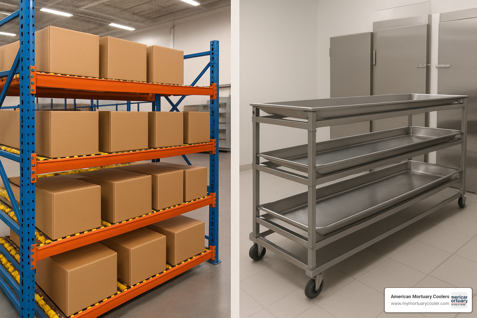 Various types of roller racks including warehouse and mortuary applications - roller rack